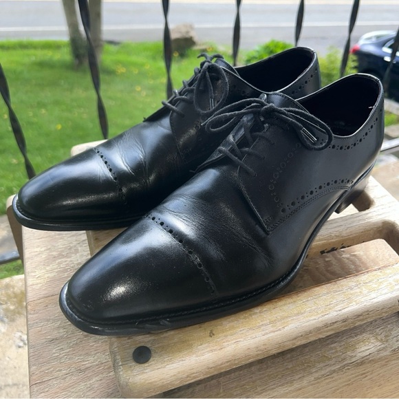 Johnston & Murphy Men's Leather Black Cap Toe Size 10M 24-2941 Made In Italy - Picture 2 of 12
